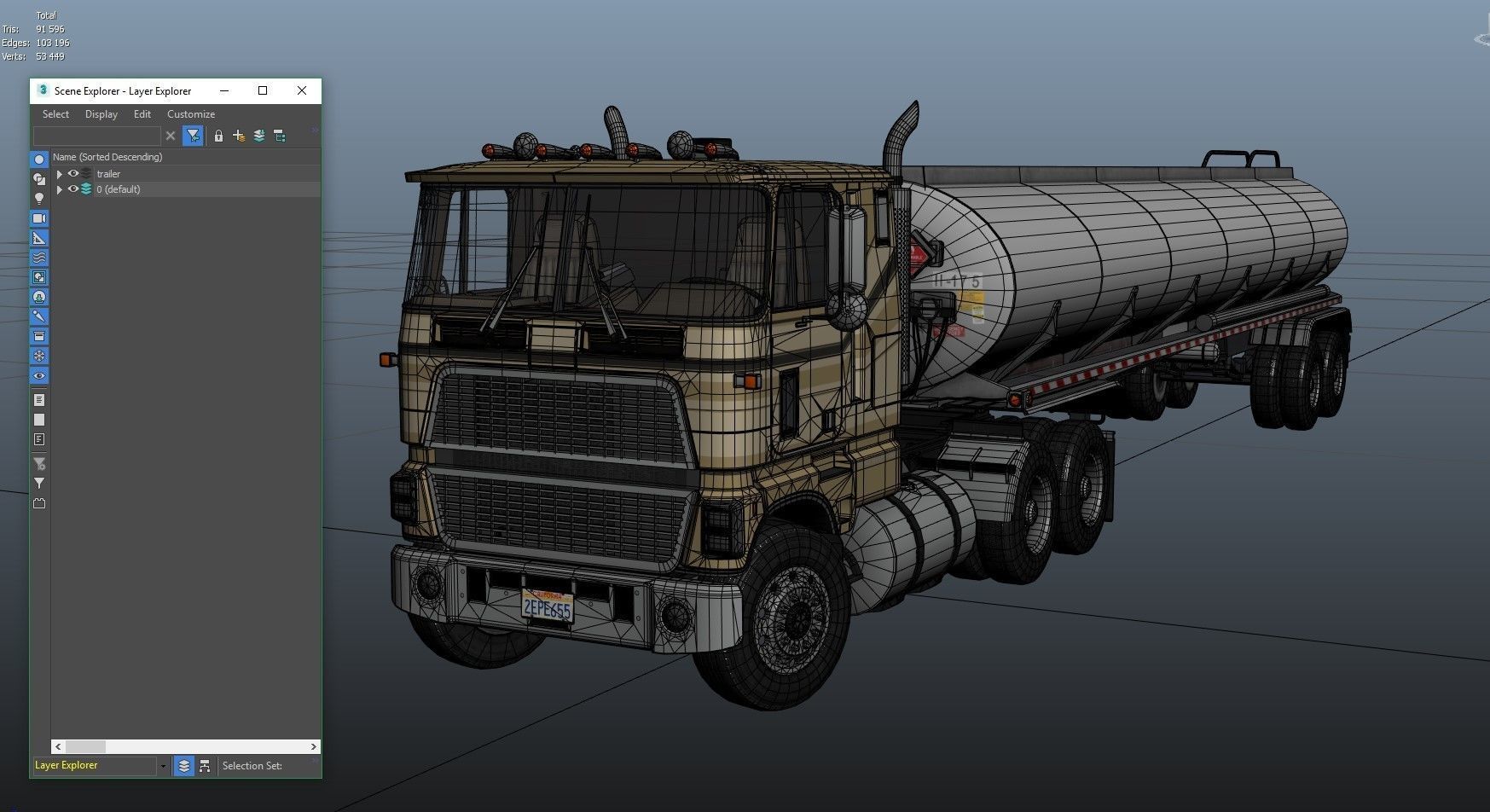 Industrial cabover tanker semitruck Low-poly 3D model_48