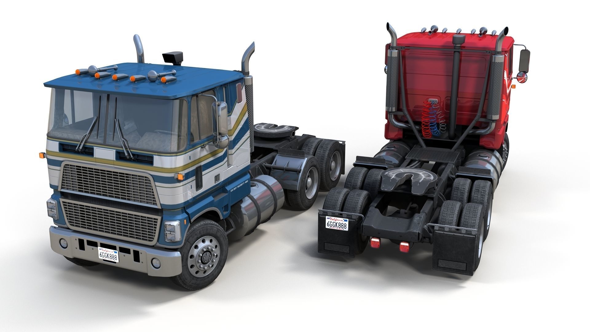 Industrial cabover tanker semitruck Low-poly 3D model_16