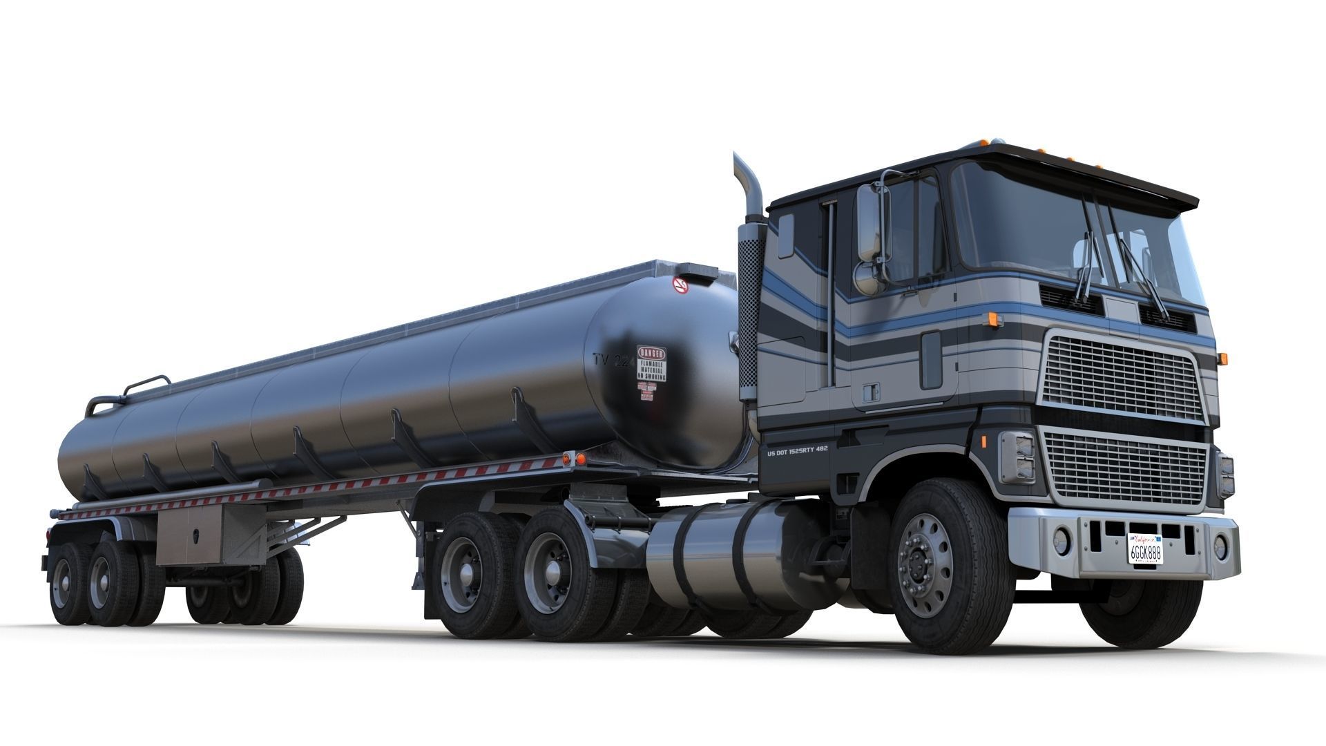Industrial cabover tanker semitruck Low-poly 3D model_8