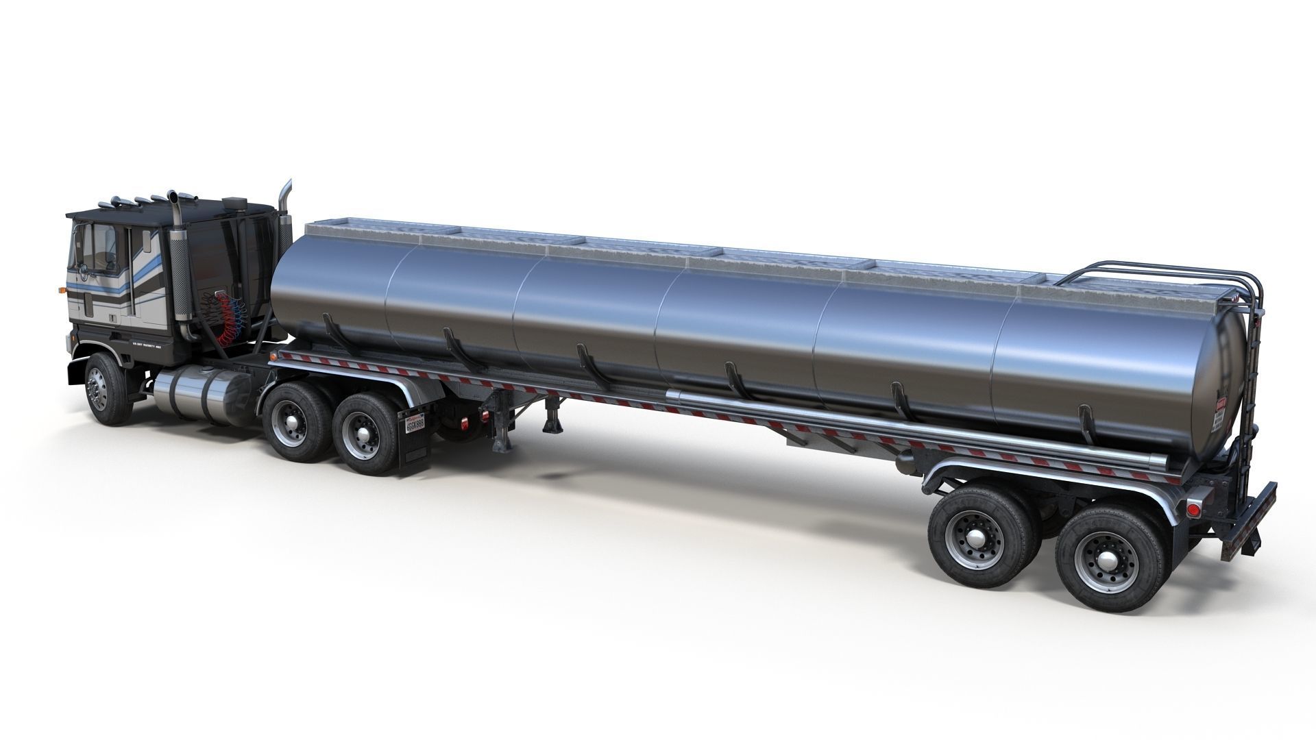 Industrial cabover tanker semitruck Low-poly 3D model_6