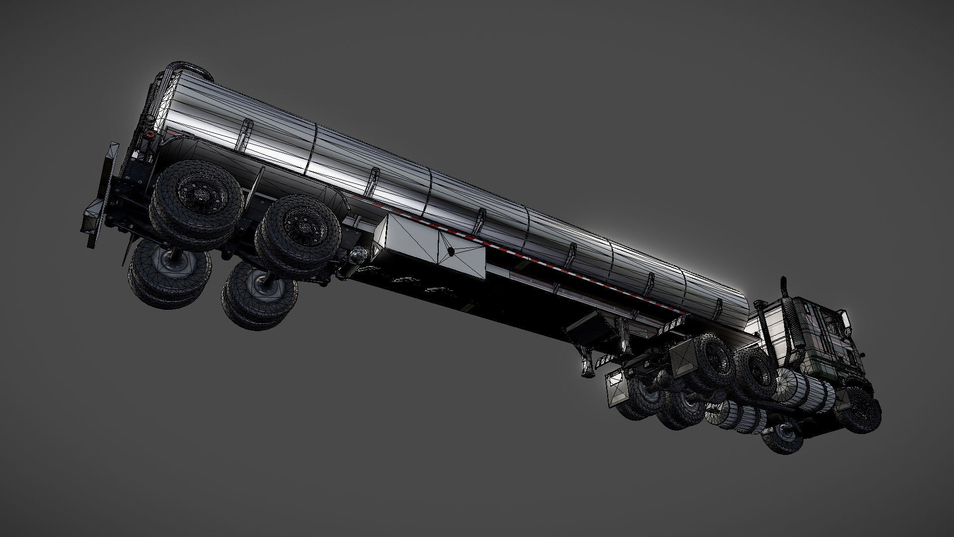 Industrial cabover tanker semitruck Low-poly 3D model_36
