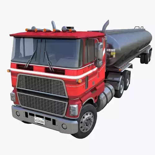 Industrial cabover tanker semitruck Low-poly 3D model