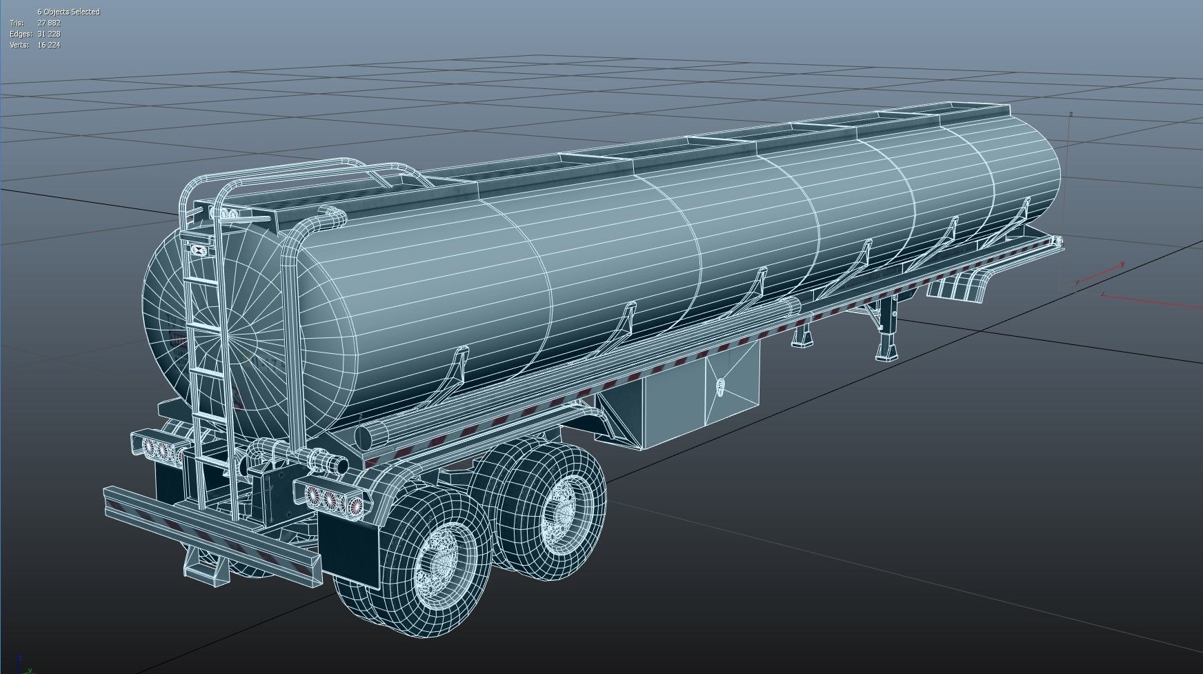Industrial cabover tanker semitruck Low-poly 3D model_43