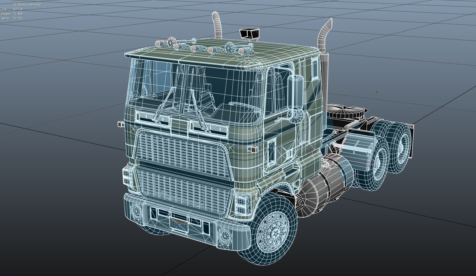 Industrial cabover tanker semitruck Low-poly 3D model_41