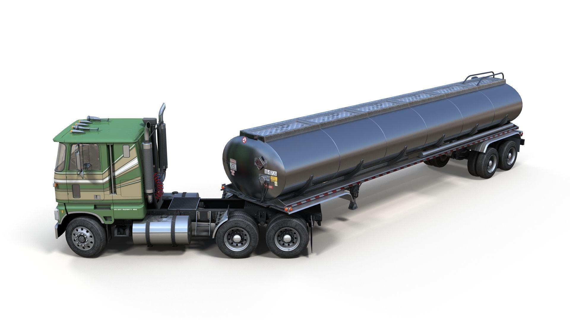 Industrial cabover tanker semitruck Low-poly 3D model_12