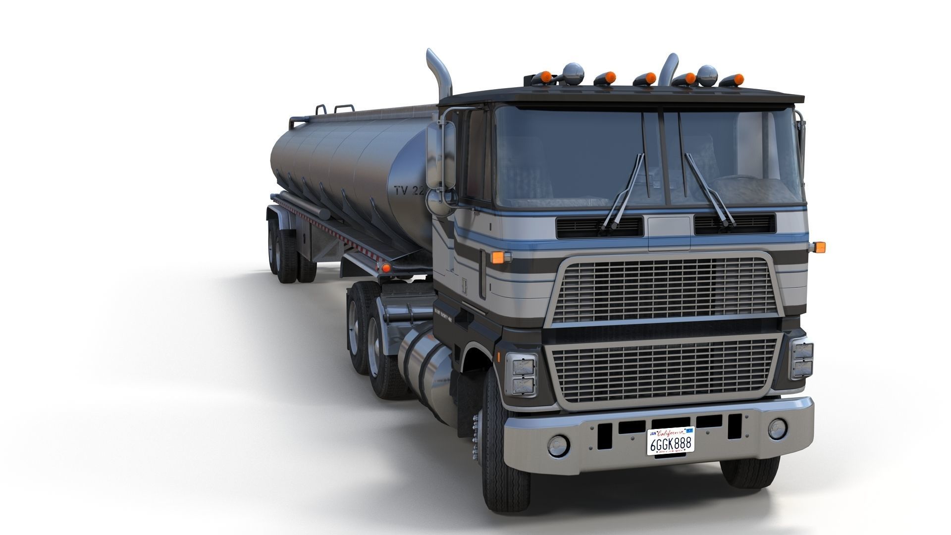 Industrial cabover tanker semitruck Low-poly 3D model_5