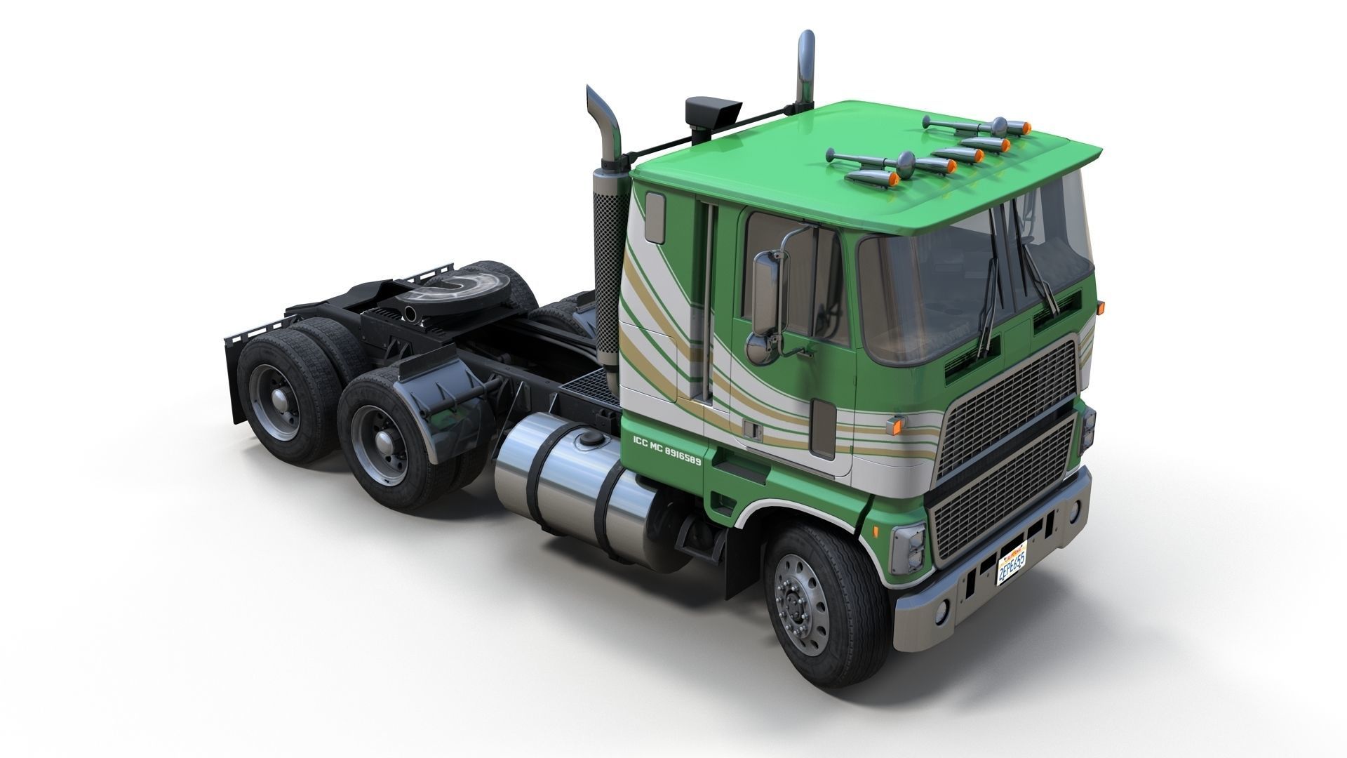 Industrial cabover tanker semitruck Low-poly 3D model_19