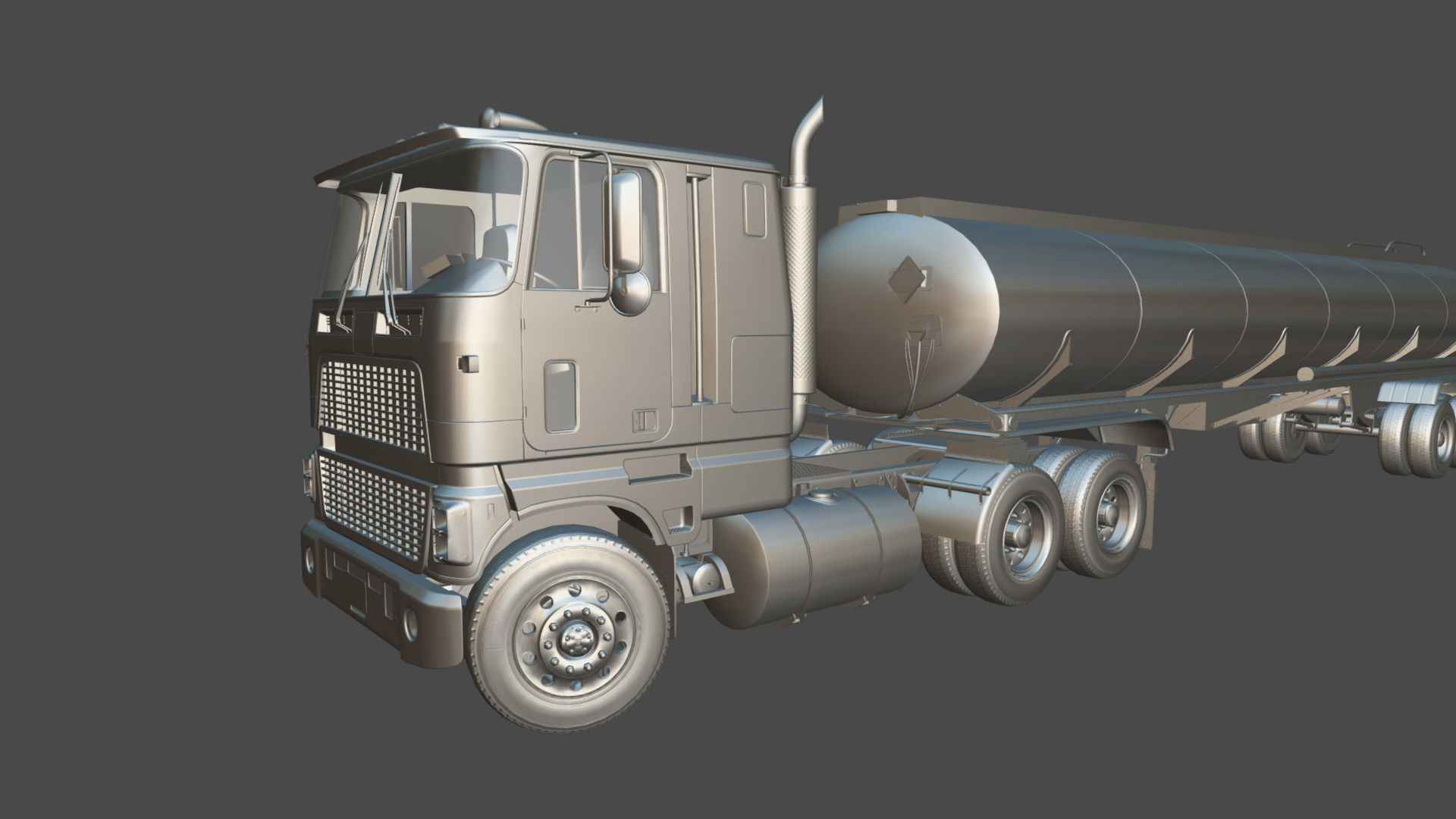 Industrial cabover tanker semitruck Low-poly 3D model_39