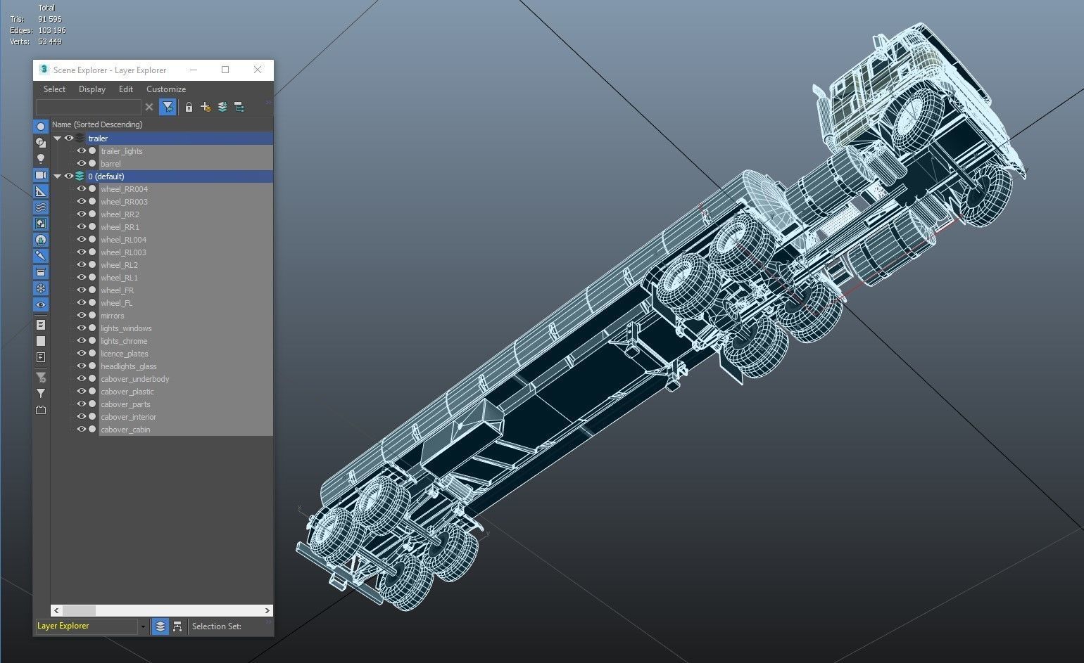 Industrial cabover tanker semitruck Low-poly 3D model_44