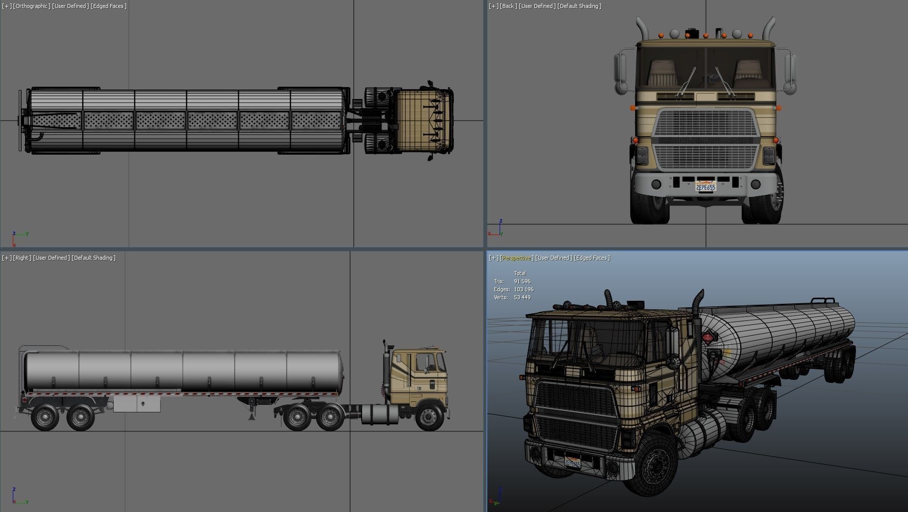 Industrial cabover tanker semitruck Low-poly 3D model_42