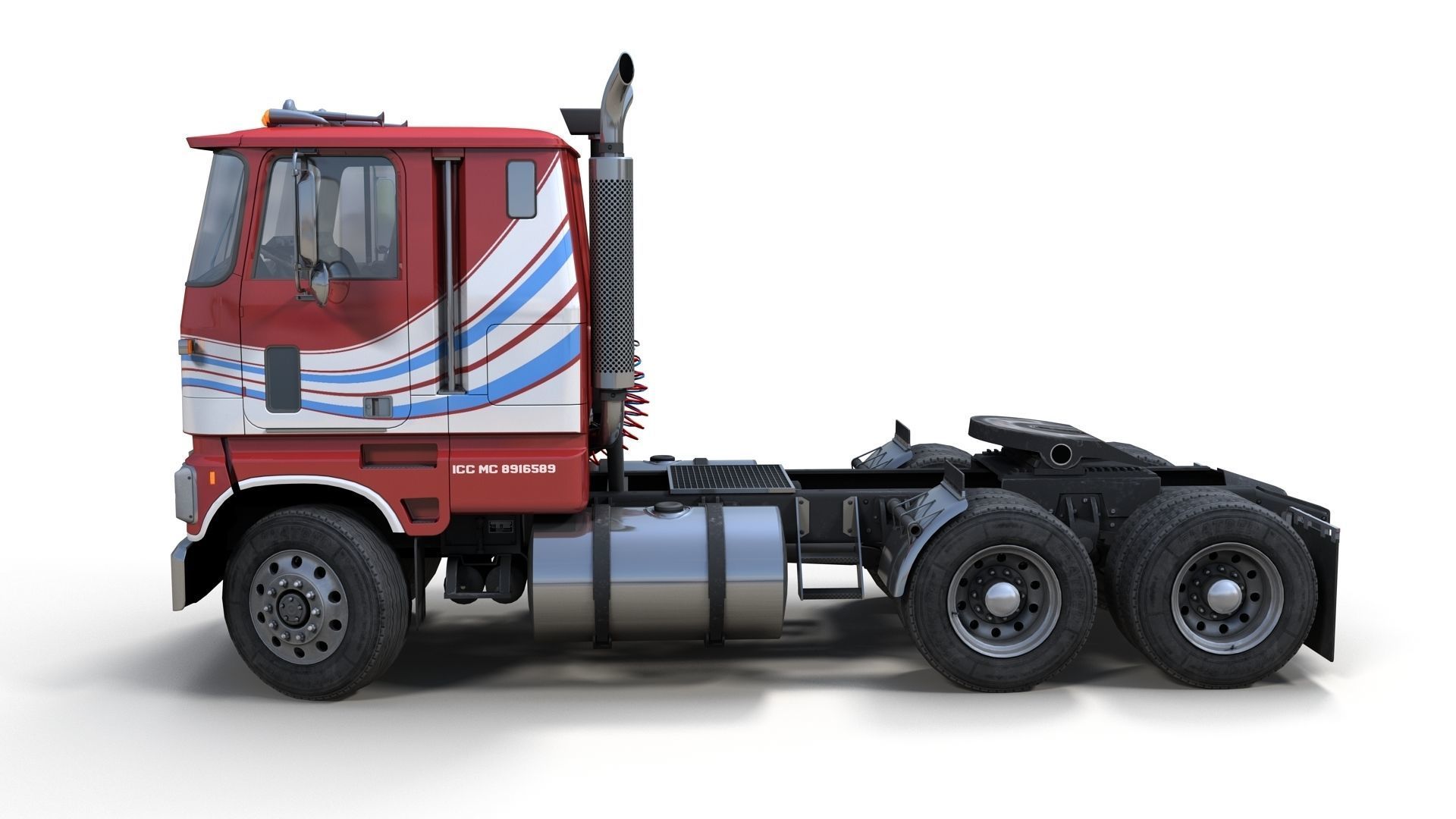 Industrial cabover tanker semitruck Low-poly 3D model_18