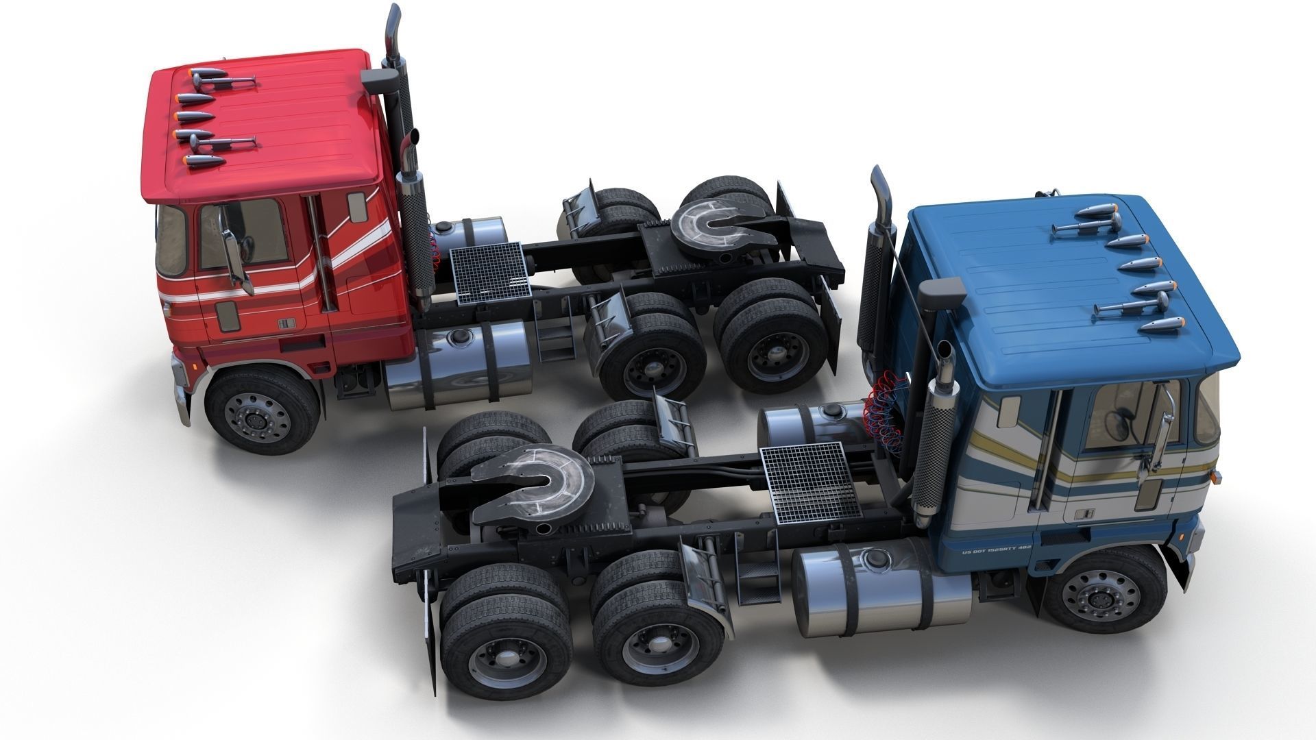 Industrial cabover tanker semitruck Low-poly 3D model_17