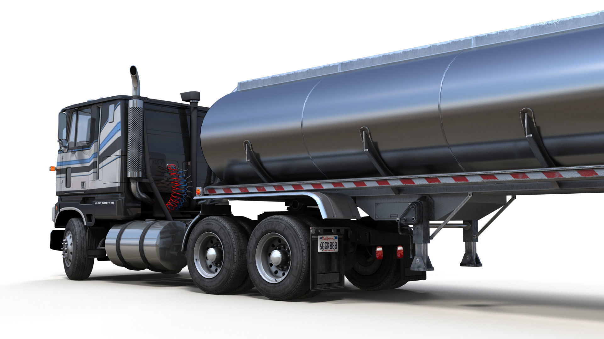 Industrial cabover tanker semitruck Low-poly 3D model_10