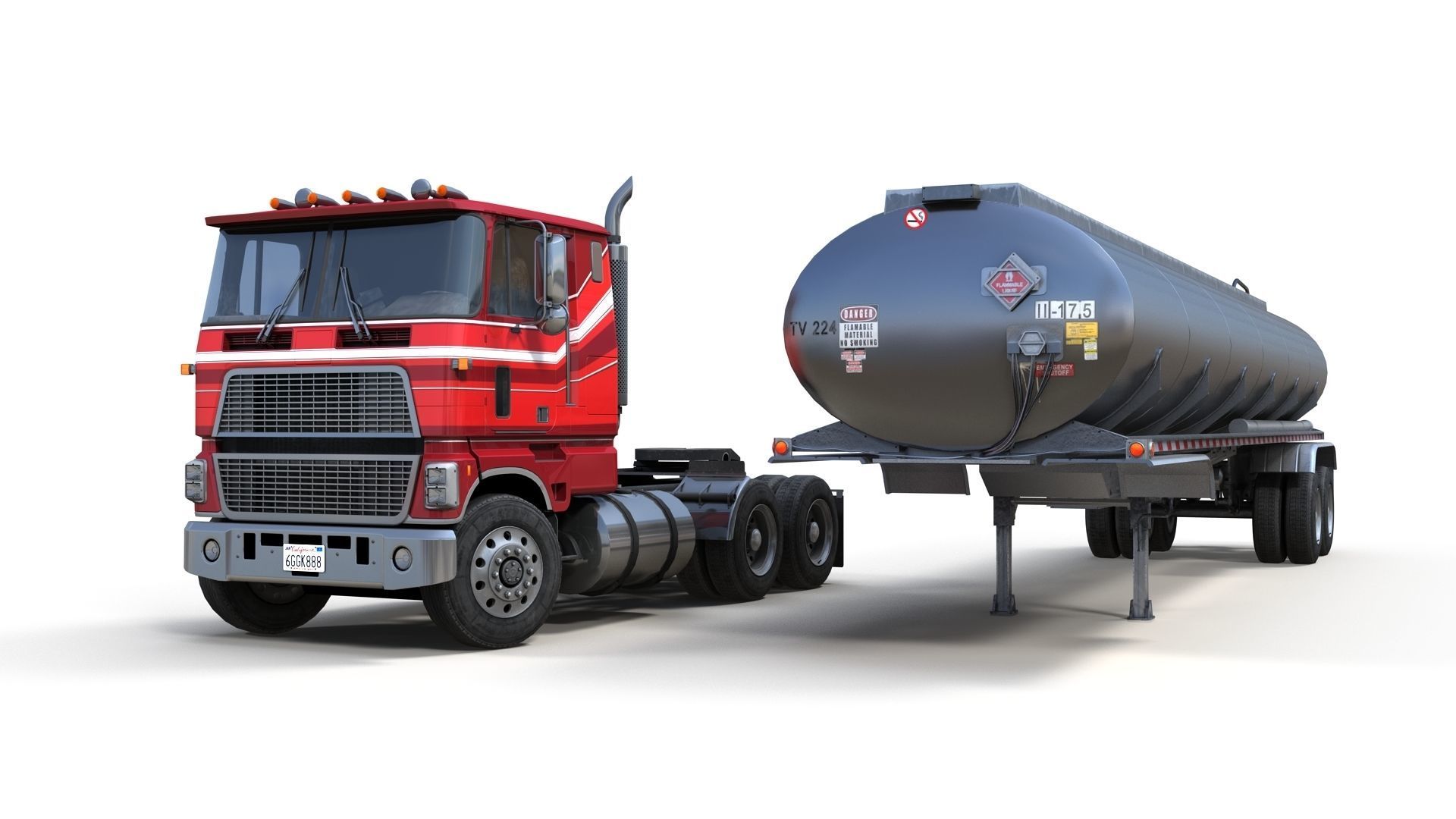 Industrial cabover tanker semitruck Low-poly 3D model_11