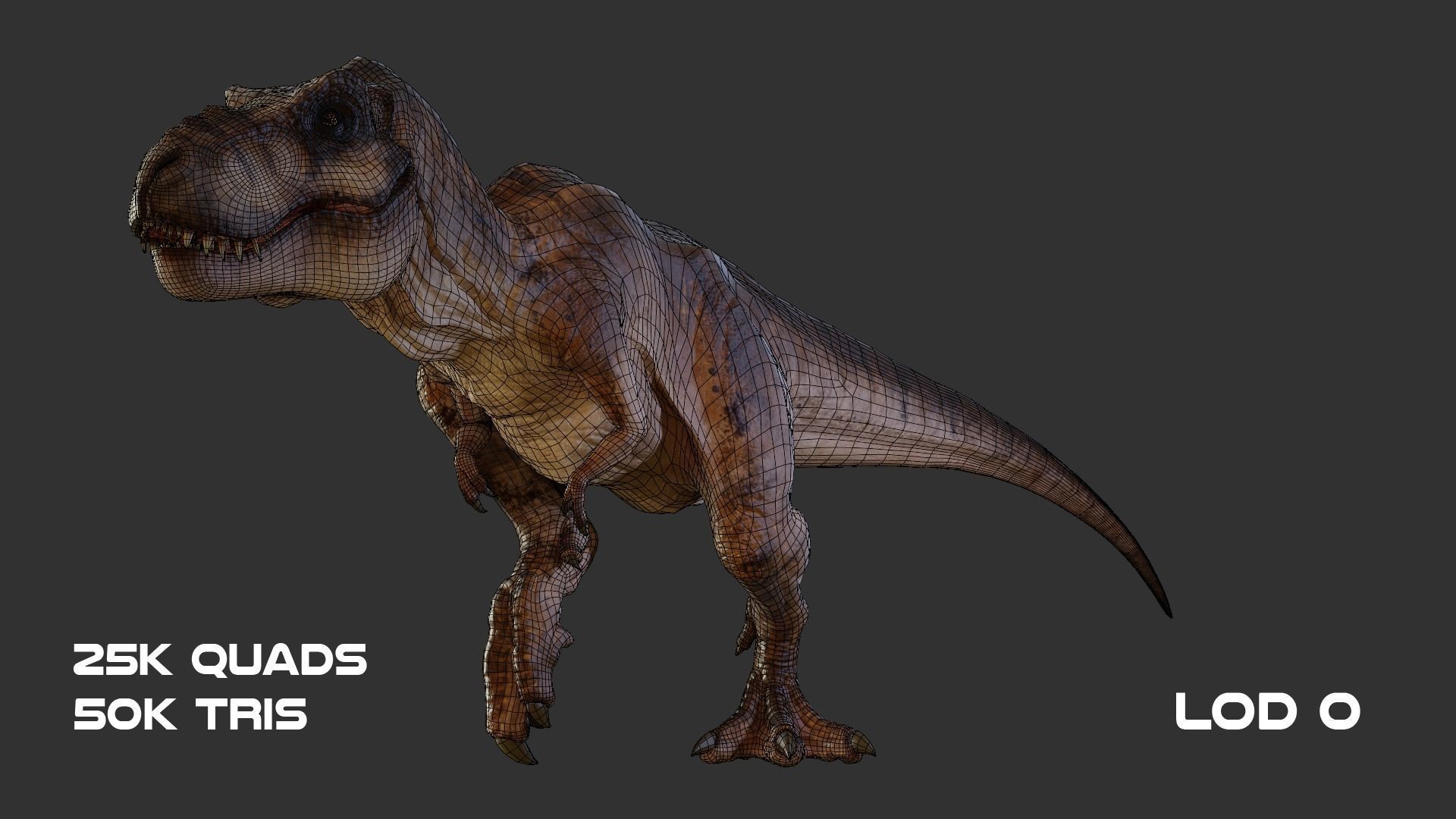 Jurassic Park Tyrannosaurus Rex Blender Low-poly Low-poly 3D model_14