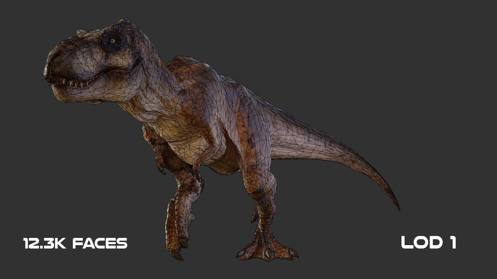 Jurassic Park Tyrannosaurus Rex Blender Low-poly Low-poly 3D model_17