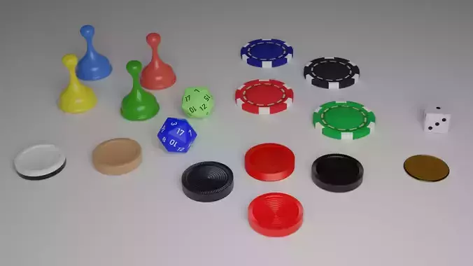 Tabletop Game Pieces Low-poly 3D model
