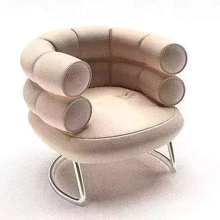 Round Modern Leather Armchair 3D model