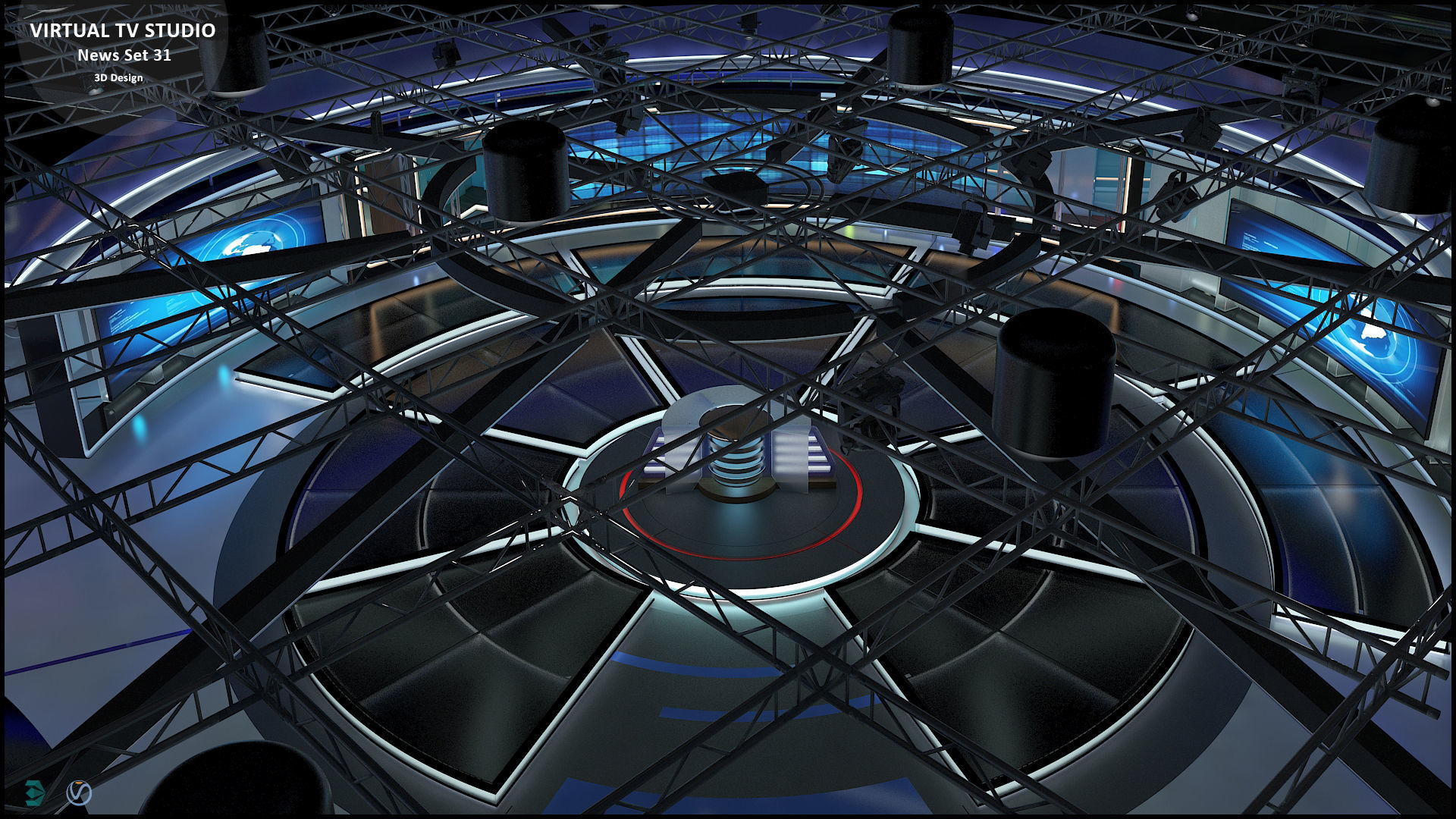 Virtual TV Studio News Set 31 3D model_32