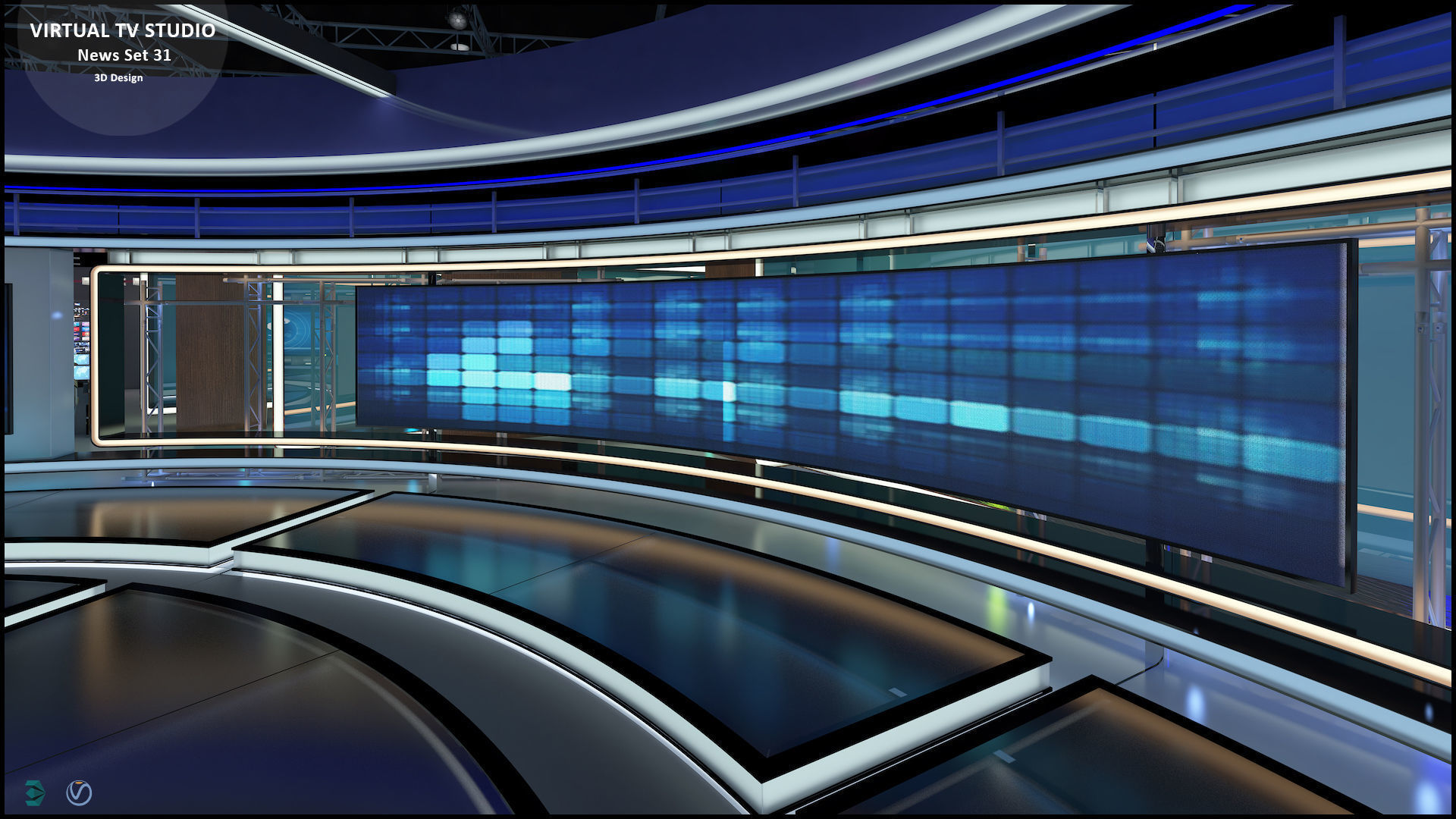 Virtual TV Studio News Set 31 3D model_13