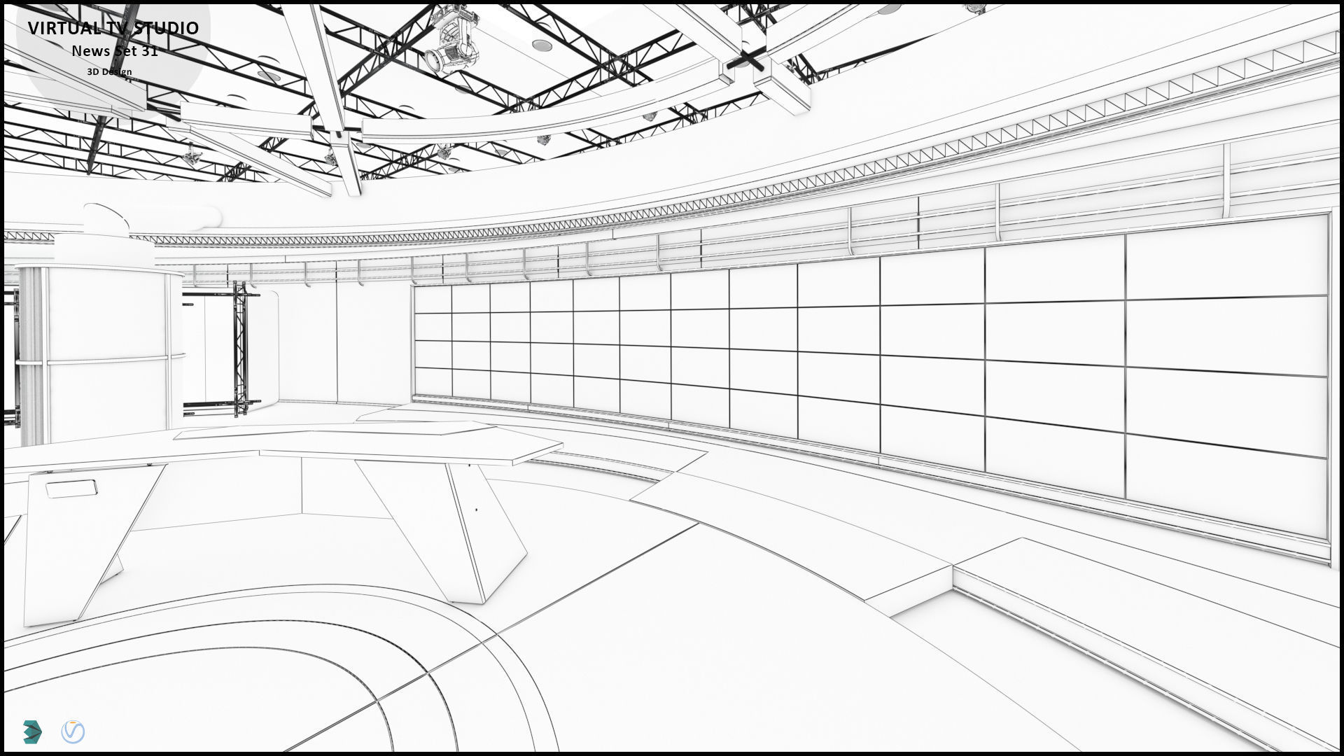 Virtual TV Studio News Set 31 3D model_19