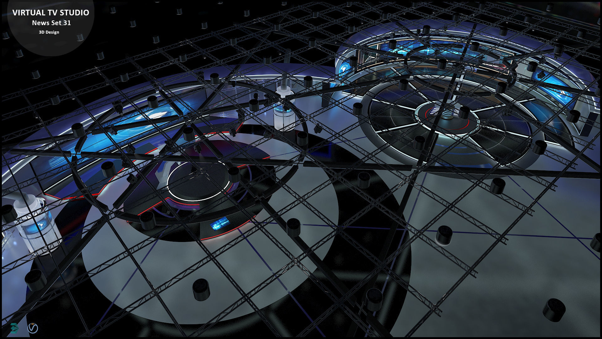 Virtual TV Studio News Set 31 3D model_26