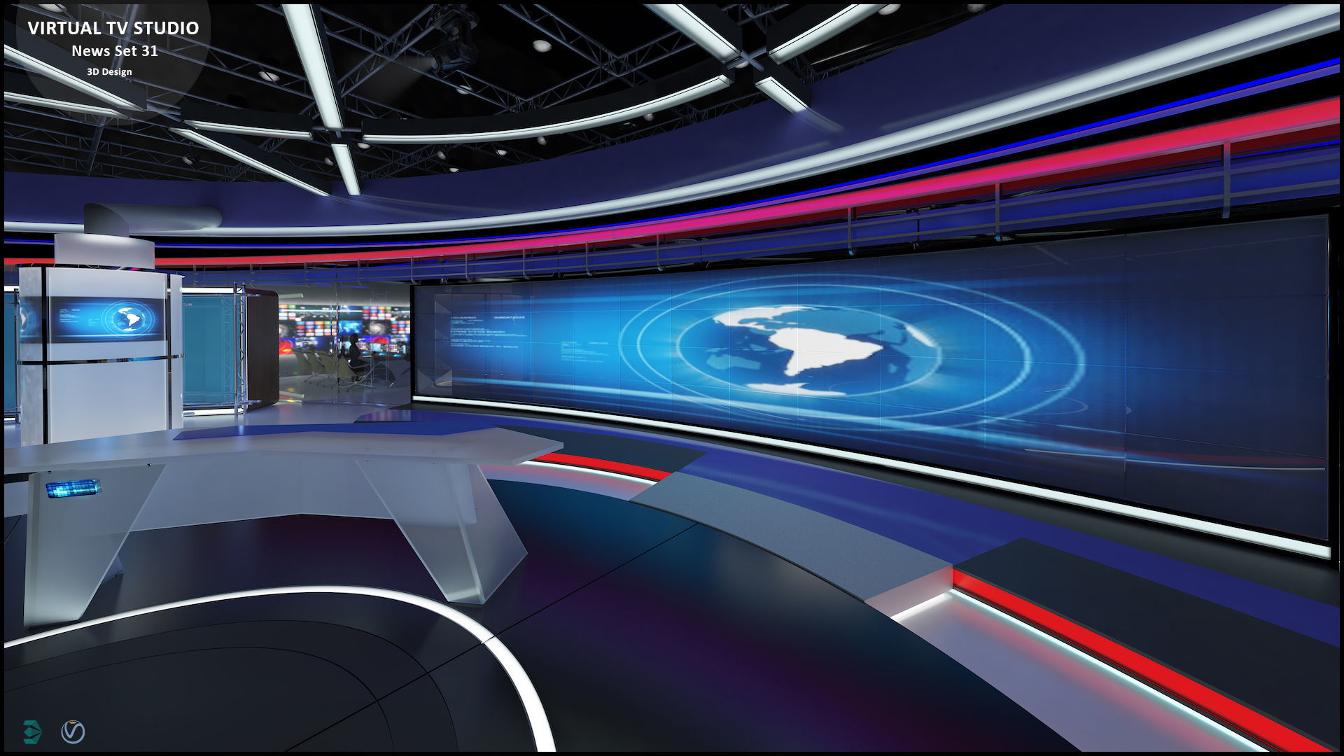 Virtual TV Studio News Set 31 3D model_18
