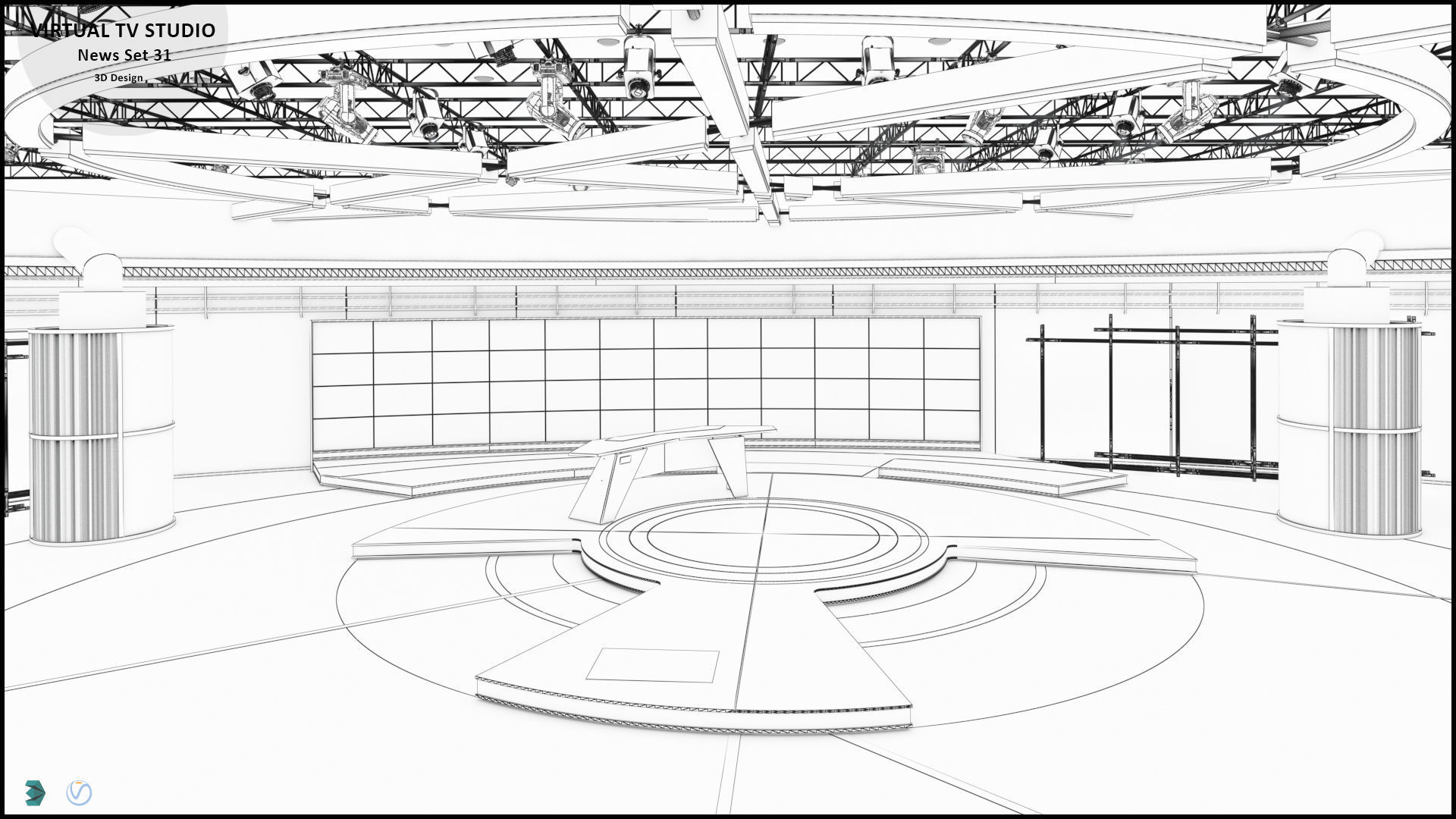 Virtual TV Studio News Set 31 3D model_25