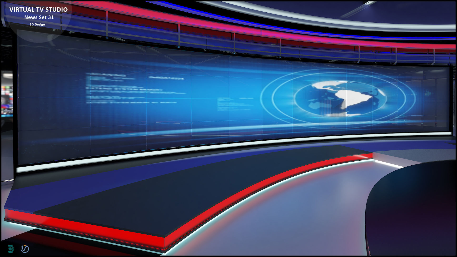 Virtual TV Studio News Set 31 3D model_23