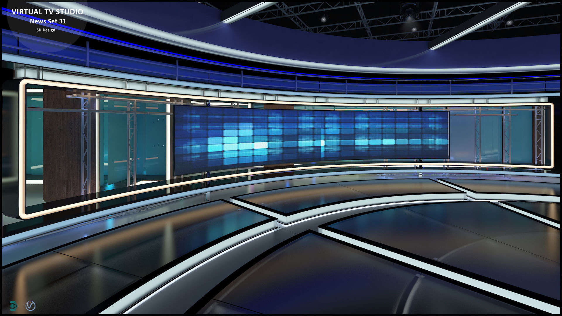 Virtual TV Studio News Set 31 3D model_12