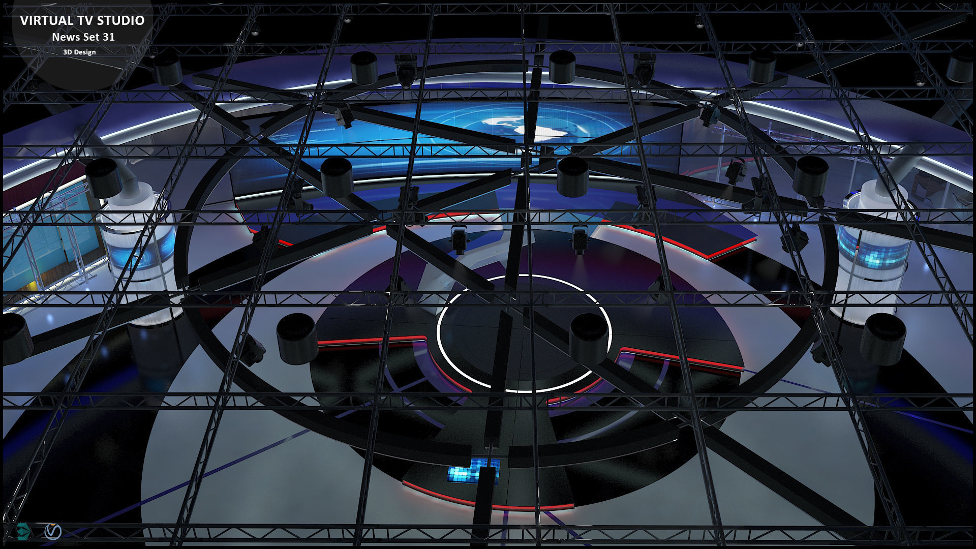 Virtual TV Studio News Set 31 3D model_27