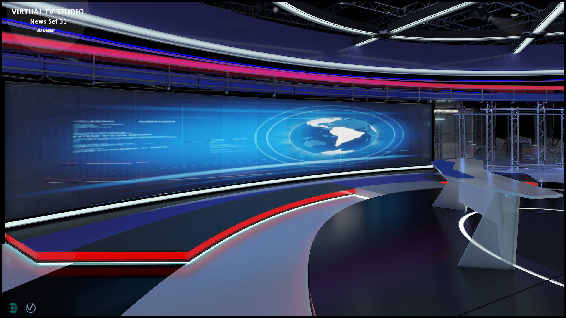 Virtual TV Studio News Set 31 3D model_21