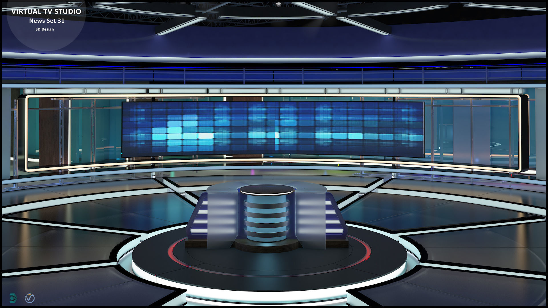 Virtual TV Studio News Set 31 3D model_6