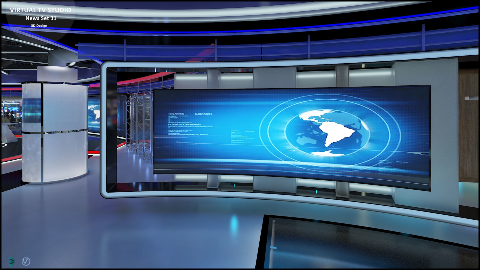 Virtual TV Studio News Set 31 3D model_14