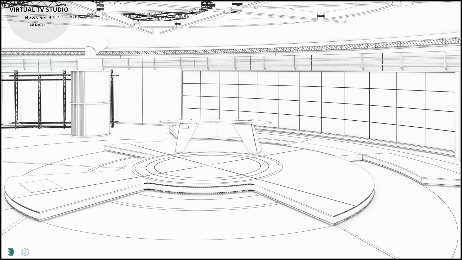 Virtual TV Studio News Set 31 3D model_17