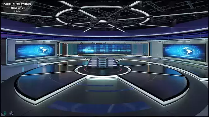 Virtual TV Studio News Set 31 3D model