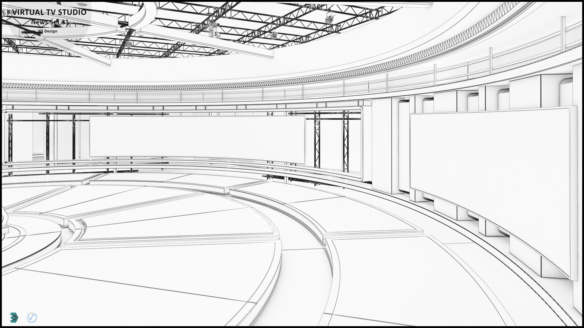 Virtual TV Studio News Set 31 3D model_11
