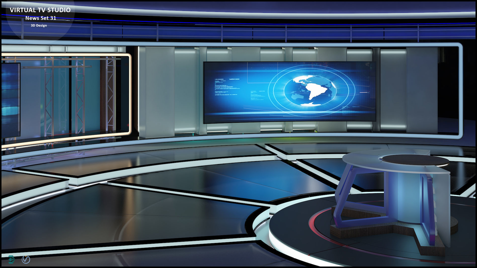 Virtual TV Studio News Set 31 3D model_15