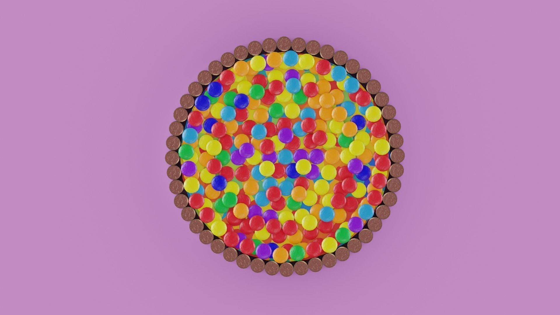 Two cakes Rainbow with wafer rolls and candy 3D model_5