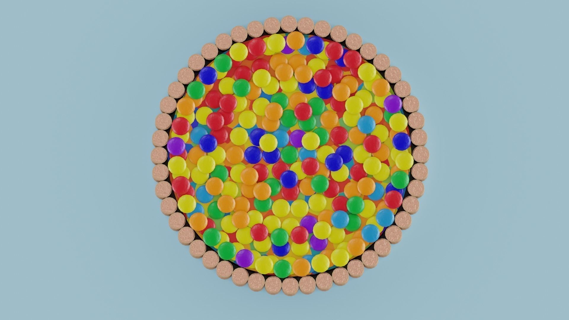 Two cakes Rainbow with wafer rolls and candy 3D model_6