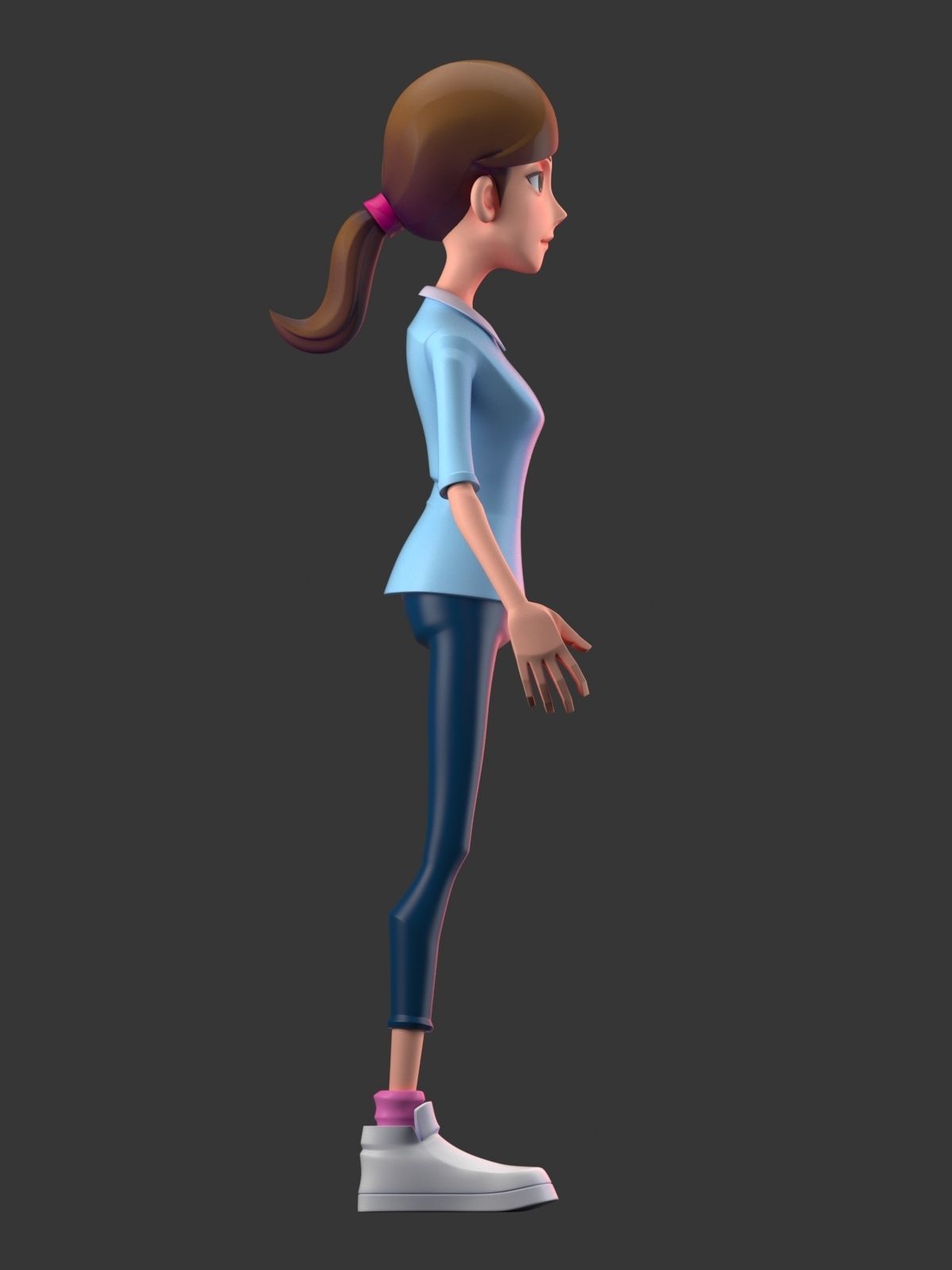 Teacher cartoon girl pointing at camera 3D model_20