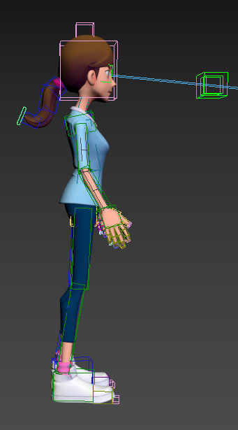 Teacher cartoon girl pointing at camera 3D model_12