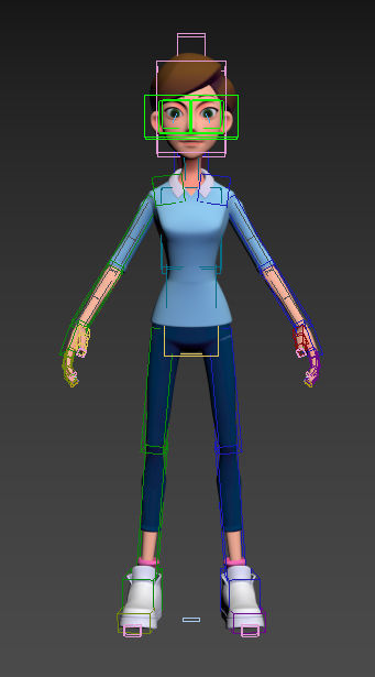Teacher cartoon girl pointing at camera 3D model_11