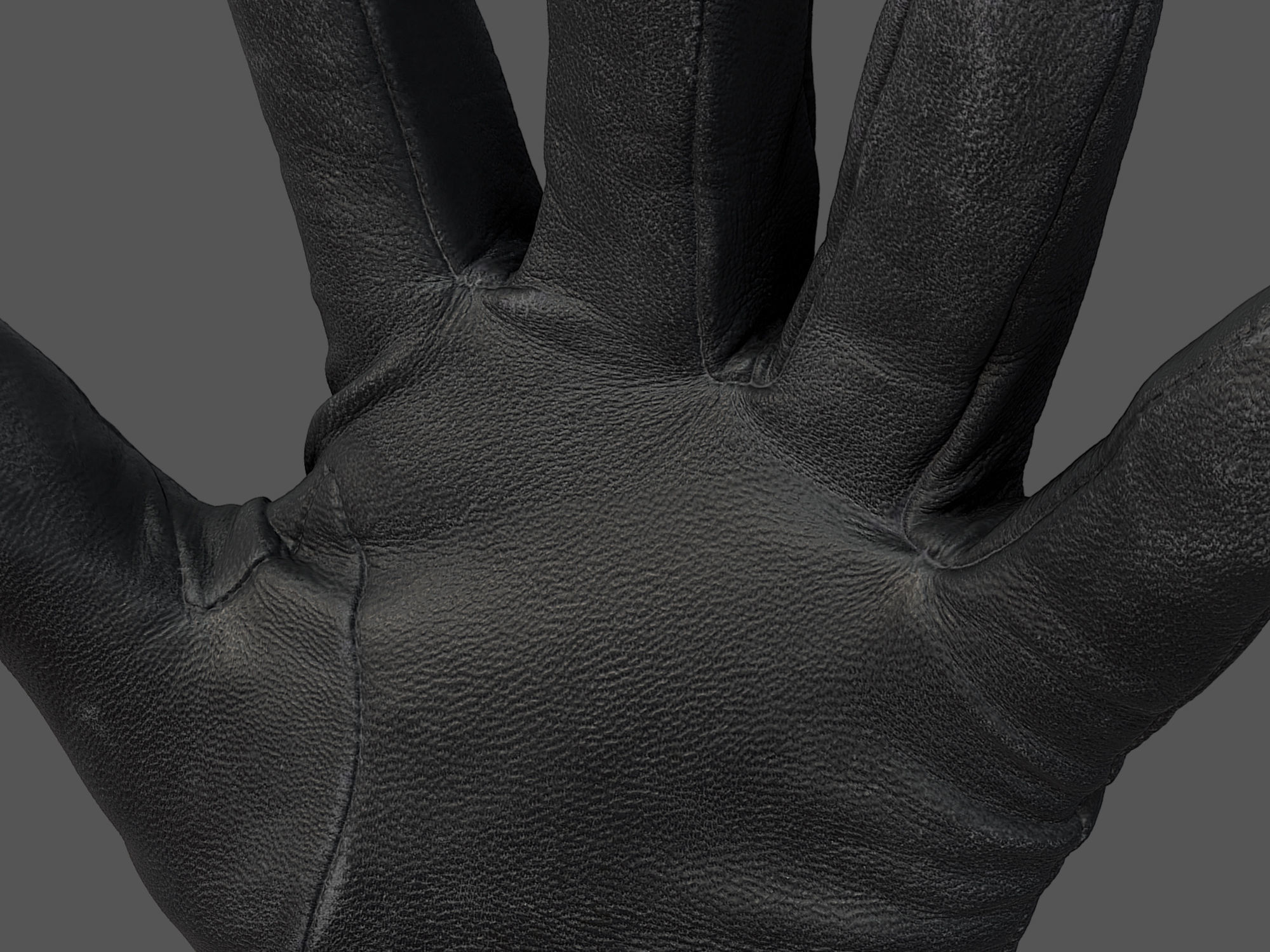 Gloves orange leather 3D model_5