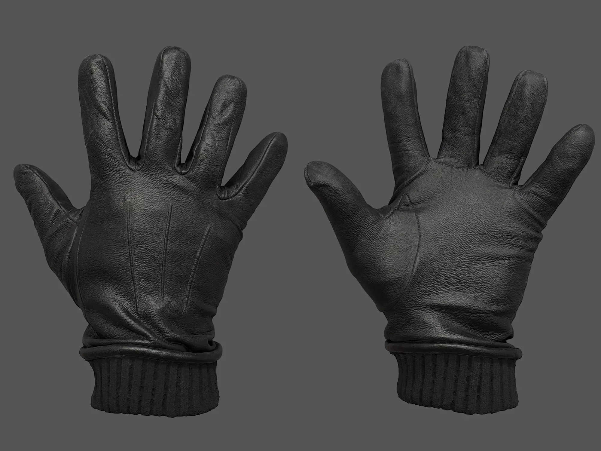 Gloves orange leather 3D model_0