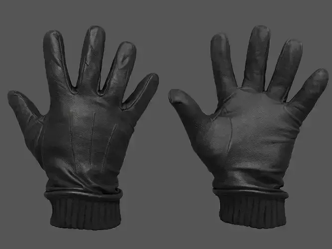 Gloves orange leather 3D model Gloves orange leather 3D model