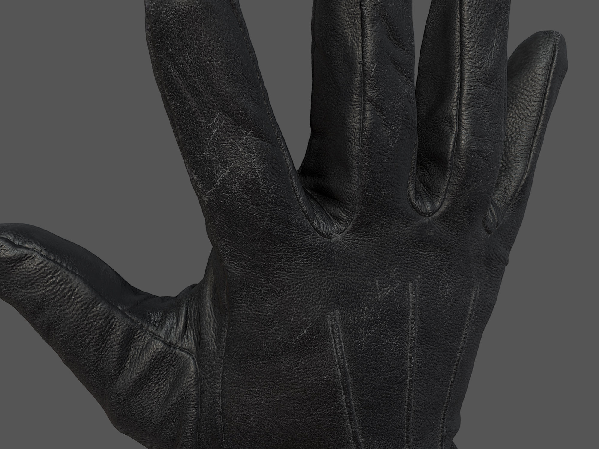 Gloves orange leather 3D model_3