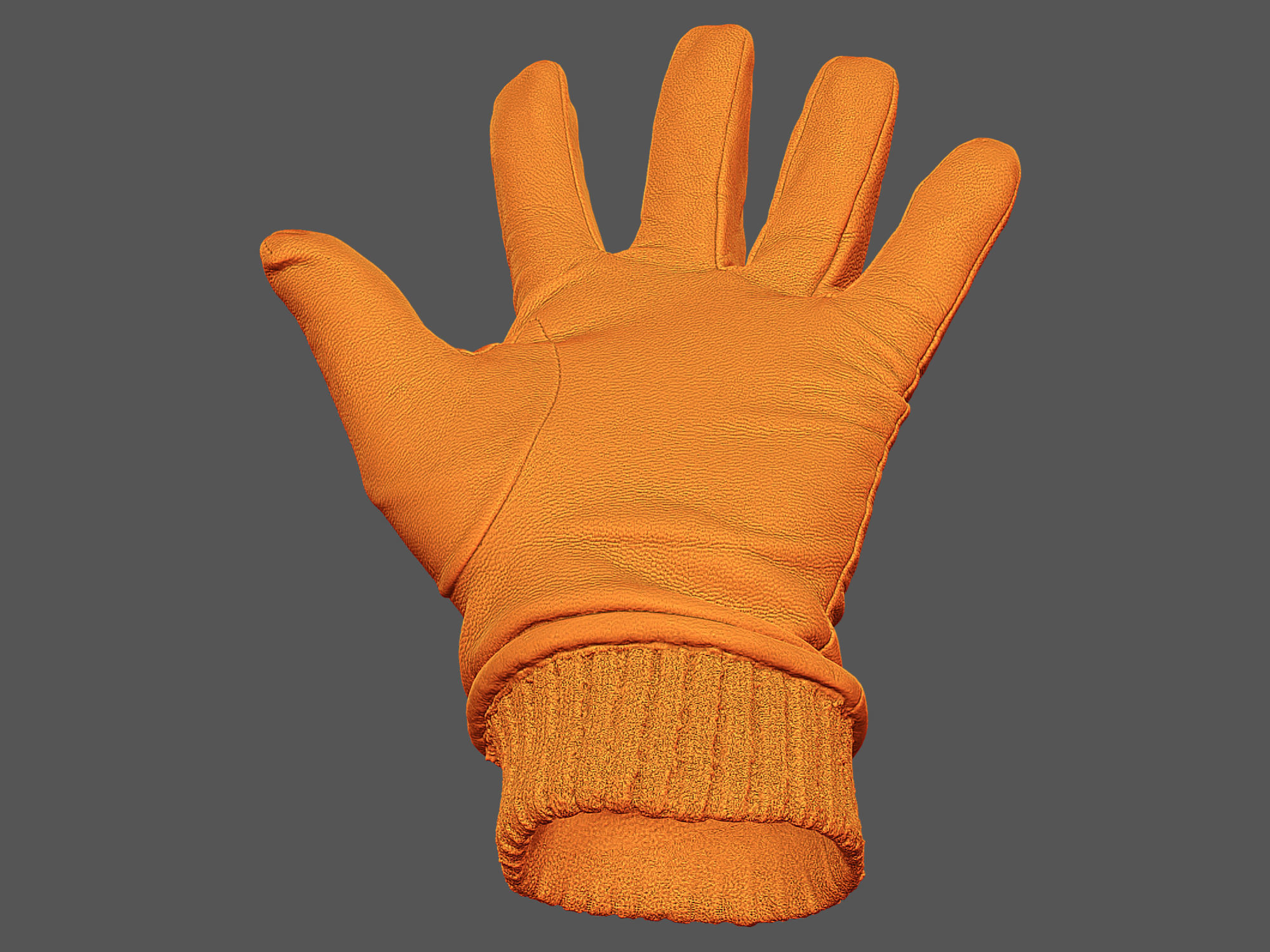 Gloves orange leather 3D model_14