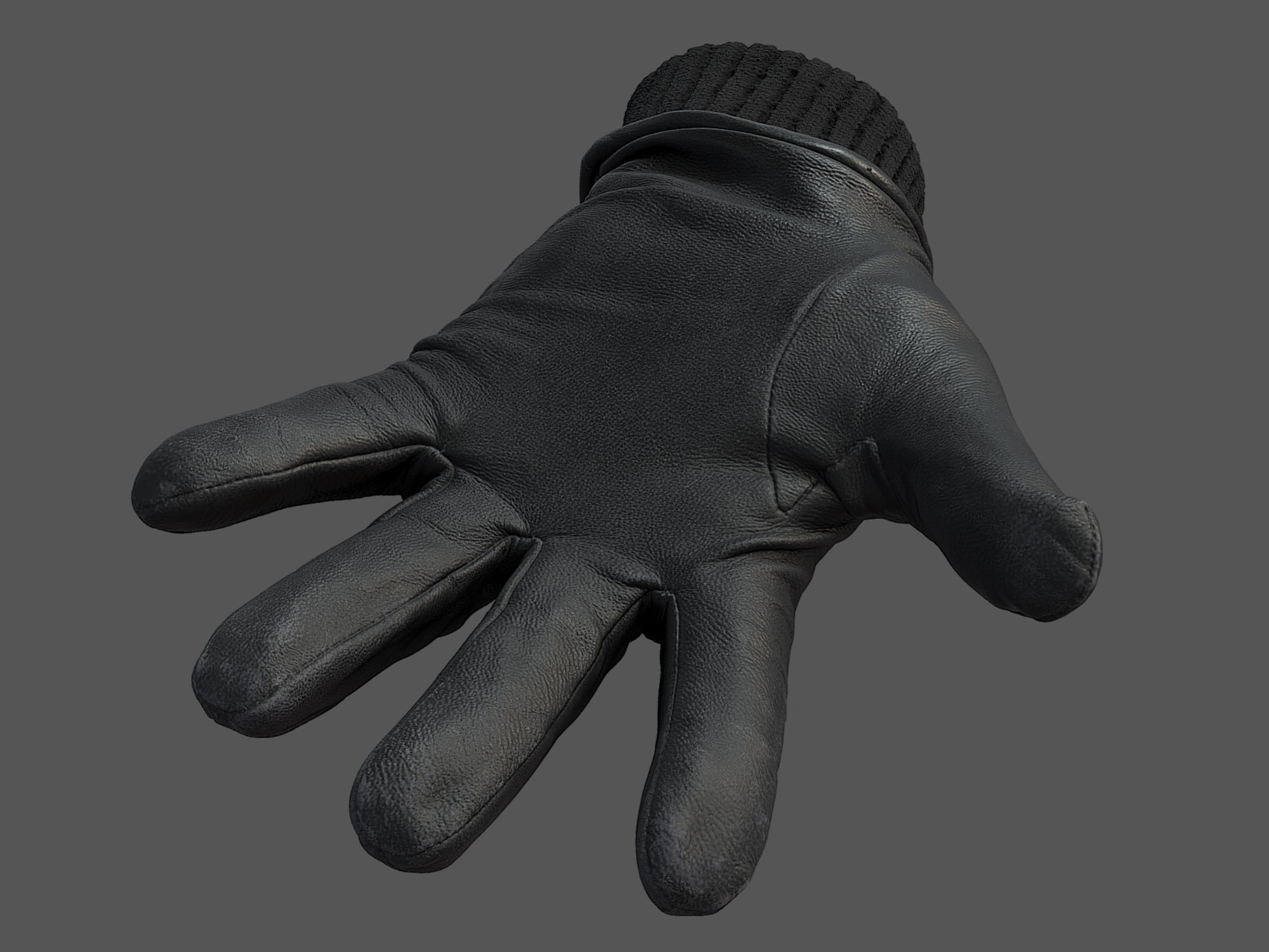 Gloves orange leather 3D model_9
