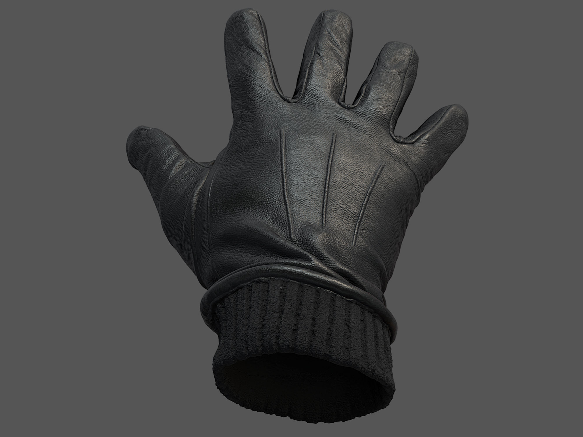 Gloves orange leather 3D model_11